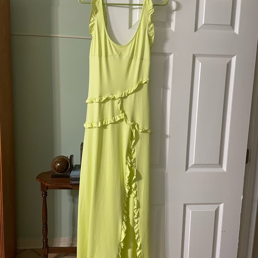 Summer Lime Green Ruffle Maxi Dress